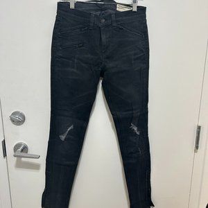 Rag & Bone Distressed Zipper Skinny Jean - dark grey - size 28